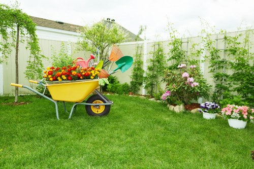 Garden maintenance in Lee with trimmed lawn and tidy borders